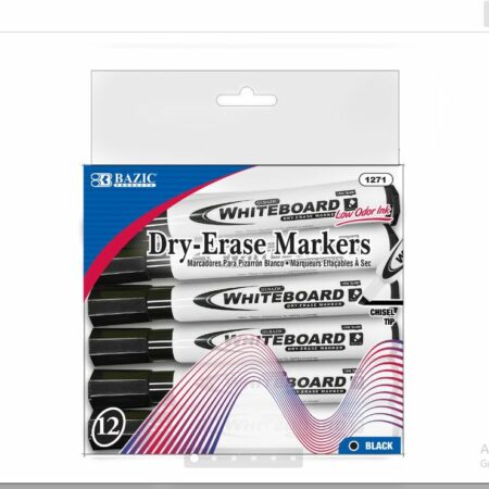 Black Chisel Tip Dry-Erase Markers (12/Box) - Pack of 72