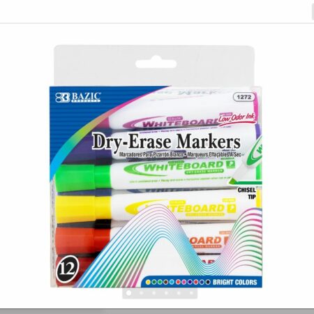 Bright Color Chisel Tip Dry-Erase Markers (12/Box) - Pack of 72