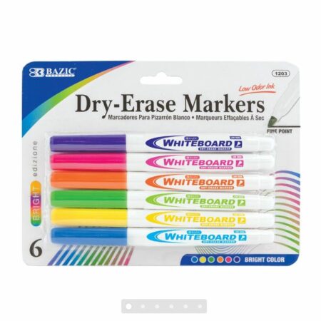 Bright Color Fine Tip Dry-Erase Marker (6/Pack) - Pack of 72