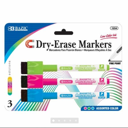 Bright Color Magnetic Dry-Erase Markers (3/Pack) - Pack of 144