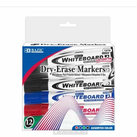 Assorted Color Chisel Tip Dry-Erase Markers (12/Box) - Pack of 72