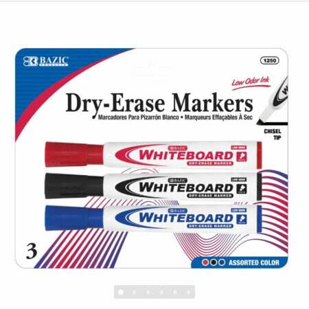 Assorted Color Chisel Tip Dry-Erase Markers (3/Pack) - Pack of 144