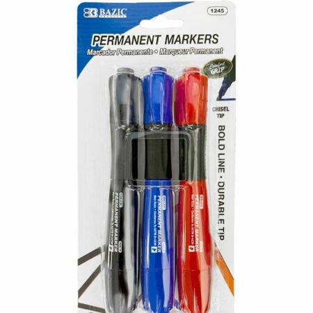 Asst. Color Bullet Tip Jumbo Permanent Marker w/ Grip (3/Pk) - Pack of 144