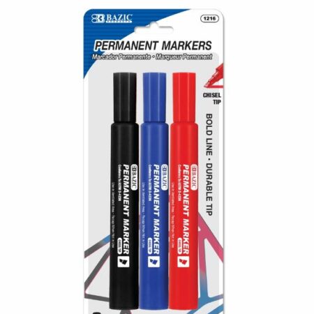 Asst. Color Chisel Tip Jumbo Permanent Marker (3/Pk) - Pack of 144