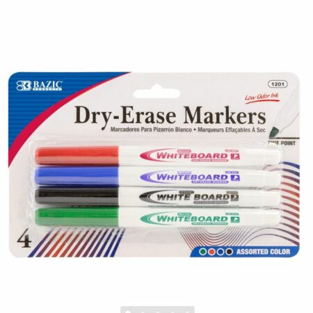 Fine Tip Dry-Erase Marker - 4/Pack - Assorted Colors - Pack of 144