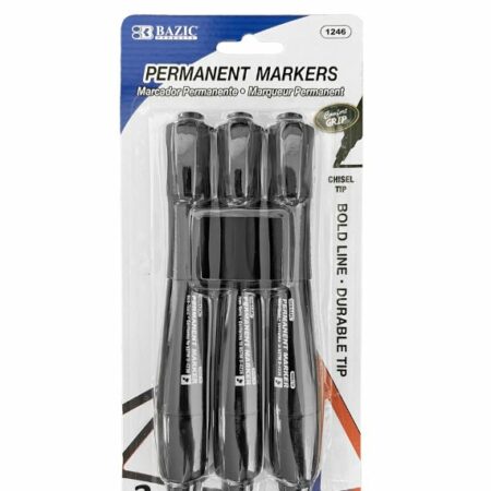 Black Bullet Tip Jumbo Permanent Marker w/ Grip (3/Pk) - Pack of 144
