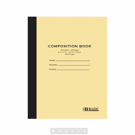 20 ct. 8.5" x 7" Manila Cover Composition Book