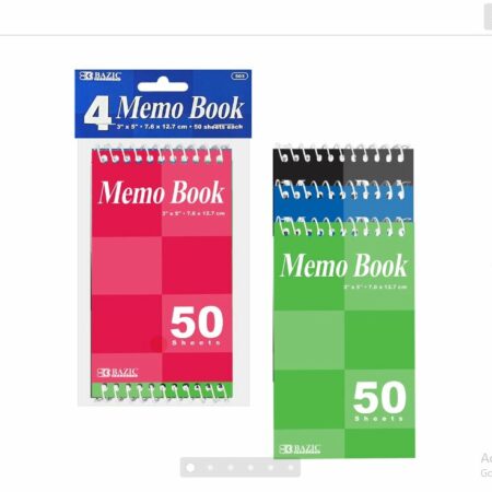 50 Ct. 3" X 5" Top Bound Spiral Memo Books (4/Pack)