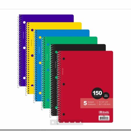 W/R 150 Ct. 5-Subject Spiral Notebook