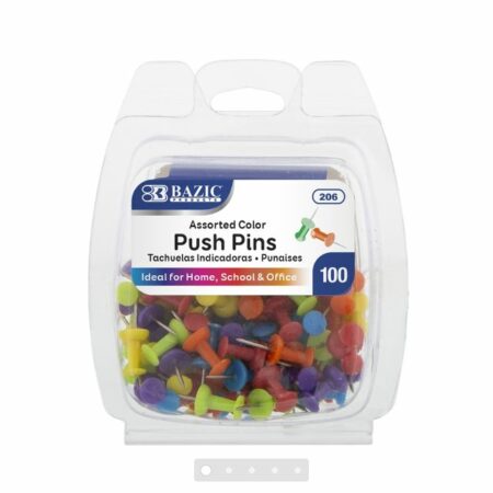 Assorted Color Push Pins (100/Pack)