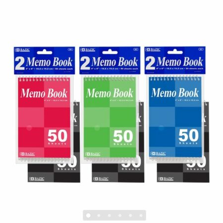 50 Ct. 4" X 6" Top Bound Spiral Memo Books (2/Pack)