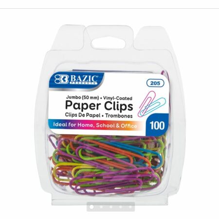 Jumbo (50mm) Color Paper Clips (100/Pack)