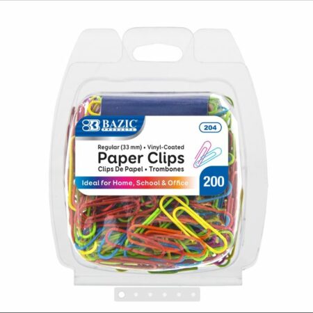 No.1 Regular (33mm) Color Paper Clips (200/Pack)
