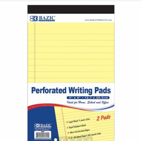 50 Ct. 5" X 8" Canary Jr. Perforated Writing Pad (2/Pack)
