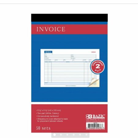 50 Sets 5 9/16" x 8 7/16" 2-Part Carbonless Invoice