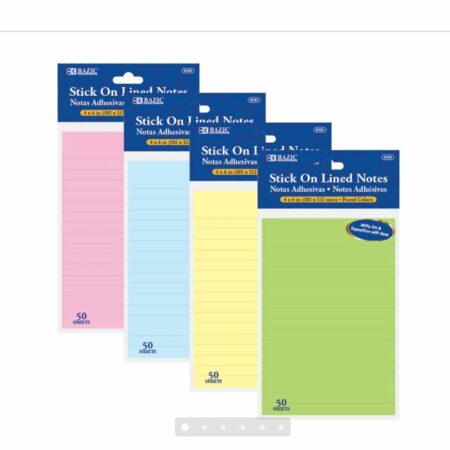50 Ct. 4" X 6" Lined Stick On Notes