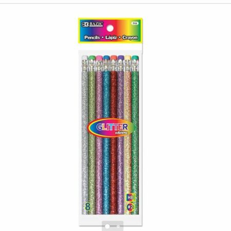 Metallic Glitter Wood Pencil w/ Eraser (8/Pack)