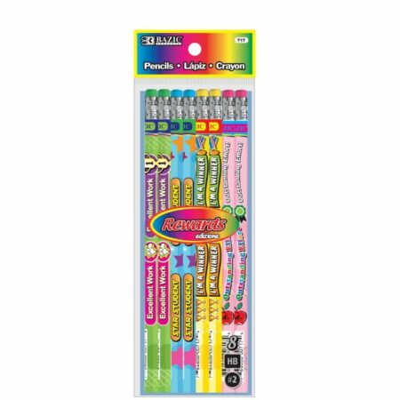 Reward & Incentive Wood Pencils w/ Eraser (8/Pack)
