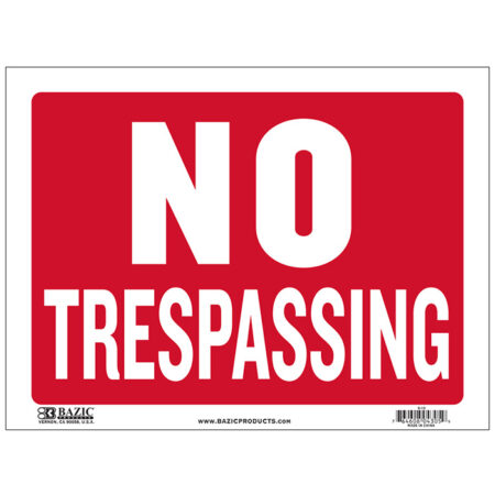 No Trespassing Sign, 9" X 12"