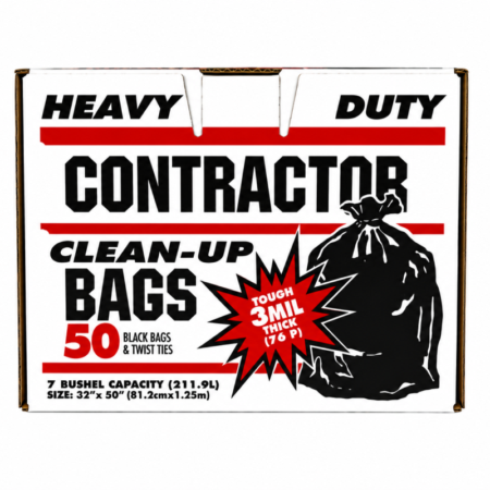 42 gallon contractor clean-up bags 3 mil thick 50 bags per box on white background