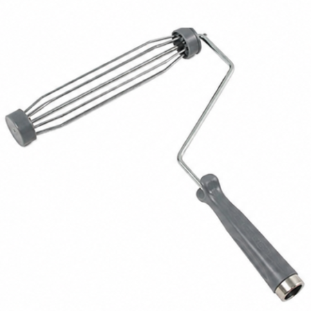 9 inch better quality paint roller frame with metal handle on white background