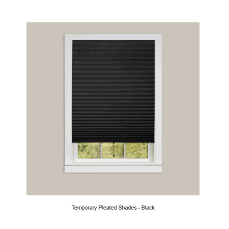Black Cordless Vinyl Room Darkening Pleated Shades 36x75