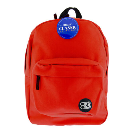Red backpack with pocket