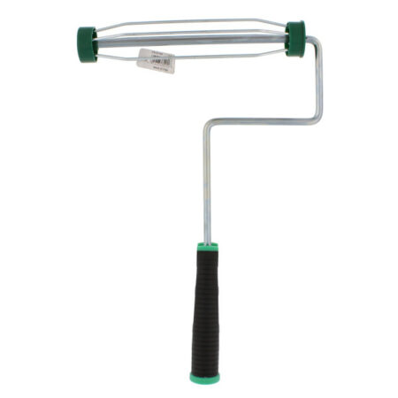 Professional 9-inch paint roller frame with 5-wire cage and rubberized handle for painting – 15.5-inch length