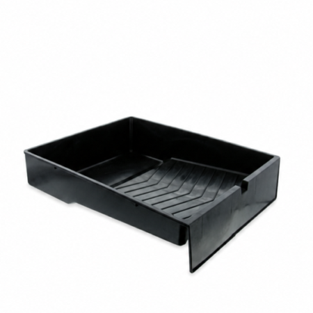 11x16 inch deep well black plastic paint tray on white background