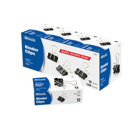 Medium 1 1/4" (32mm) Black Binder Clip (12/Box)