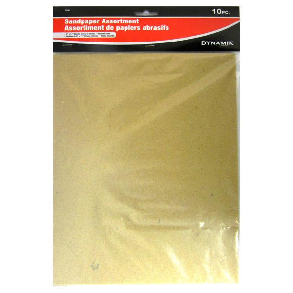 Cheap Sandpaper Assortment 10PC for sanding wood surface, metal surface