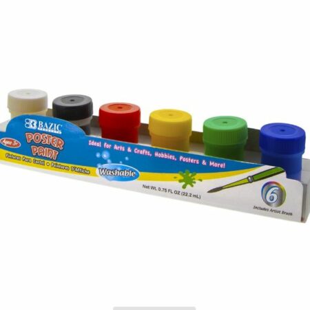 Poster Paint w/ Brush 6 Colors - Pack of 72