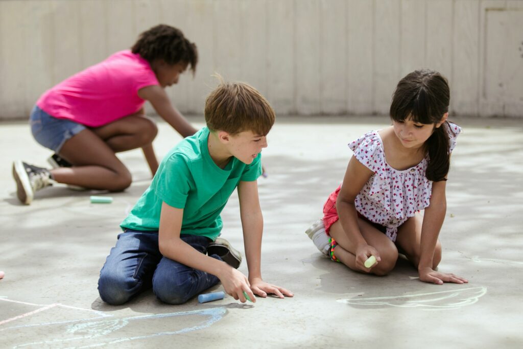 Kids playing with crafts