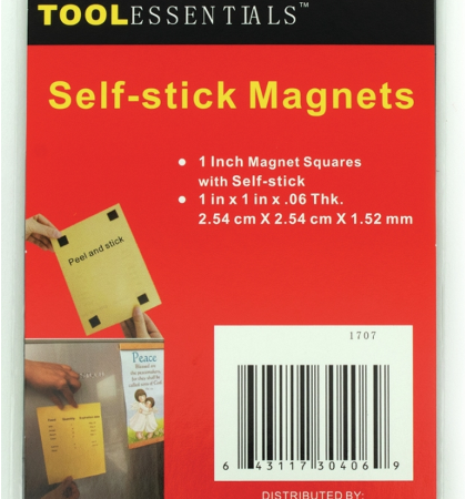1 inch Peel & Stick Magnetic Squares. Adhesive-backing on flexible magnetic surface. Strong adhesive backing. 100's of uses!