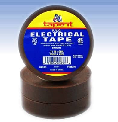 Brown PVC Electric Tape, 3/4" x 60' - 100 Per Case