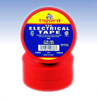 Red PVC Electric Tape, 3/4" x 60' - 100 Per Case