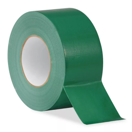 3-inch x 60-yard green duct tape – case of 16 rolls. Heavy-duty, strong cloth fabric with a green vinyl coating, ideal for sealing, repairs, and industrial use.