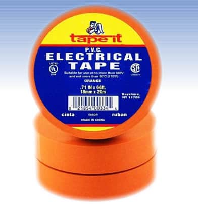 Orange PVC Electric Tape, 3/4" x 60' - 100 Per Case