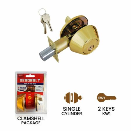 Solid Brass Deadbolt Door Lock With 2 KW1 Keys