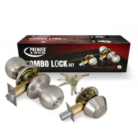 Entry Door Combo Lock Set with Deadbolt and 6 SC1 Keyed Alike Stainless Steel