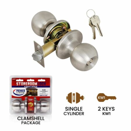 Storeroom Door Knob With 2 KW1 Keys-Stainless Steel -Wholesale Price