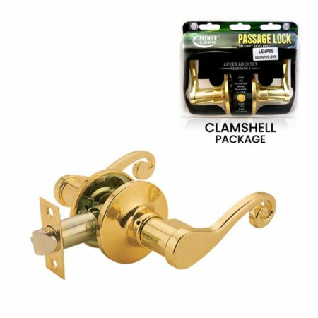 Passage Lever Door Lock with Knob Handle Lockset Polished Brass - wholesale Price