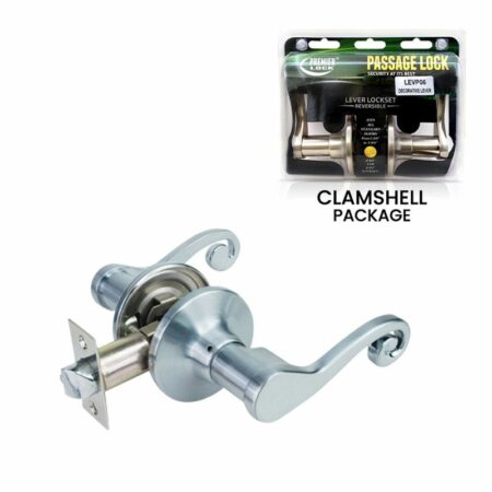 Passage Lever Door Lock Set with Decorative Handle- Satin Nickel – Wholesale Price
