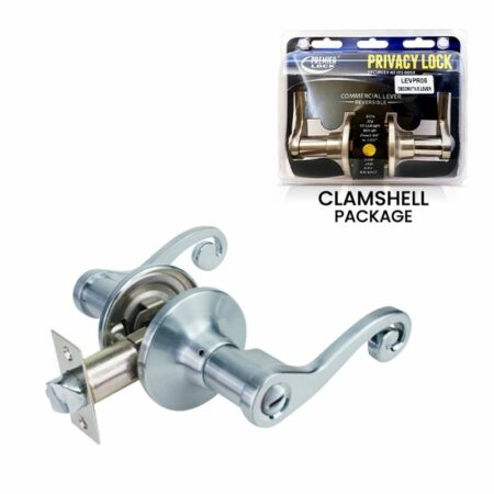 Satin Nickel Privacy Lever Door Lock – Commercial Grade – Turn Button Lock for Bedroom or Bathroom