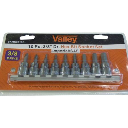 Hex Key Bit Socket Set 10-Piece, 3/8"DR