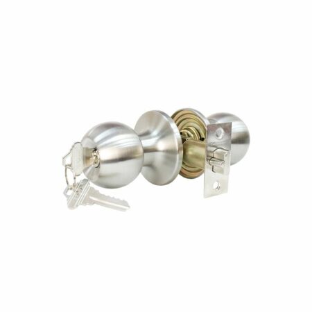 Stainless steel entry door knob lockset - boxed, keyed alike, 6 per pack, satin finish for front or back doors