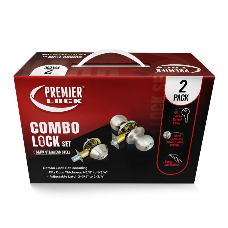 thumbnail image 2 of Stainless Steel Entry Door Knob Combo Lock Set – With Deadbolt, 6 Keys, Adjustable Backset, 2-Year Warranty 2 of 11