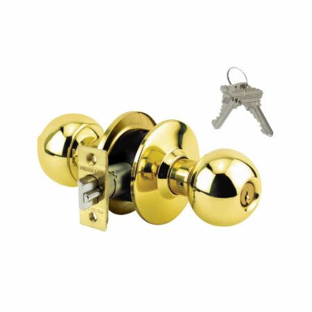 Grade 3 brass entry door knob – keyed alike with SC1 keys – jumbo knob – removable KIK cylinder – box of 12