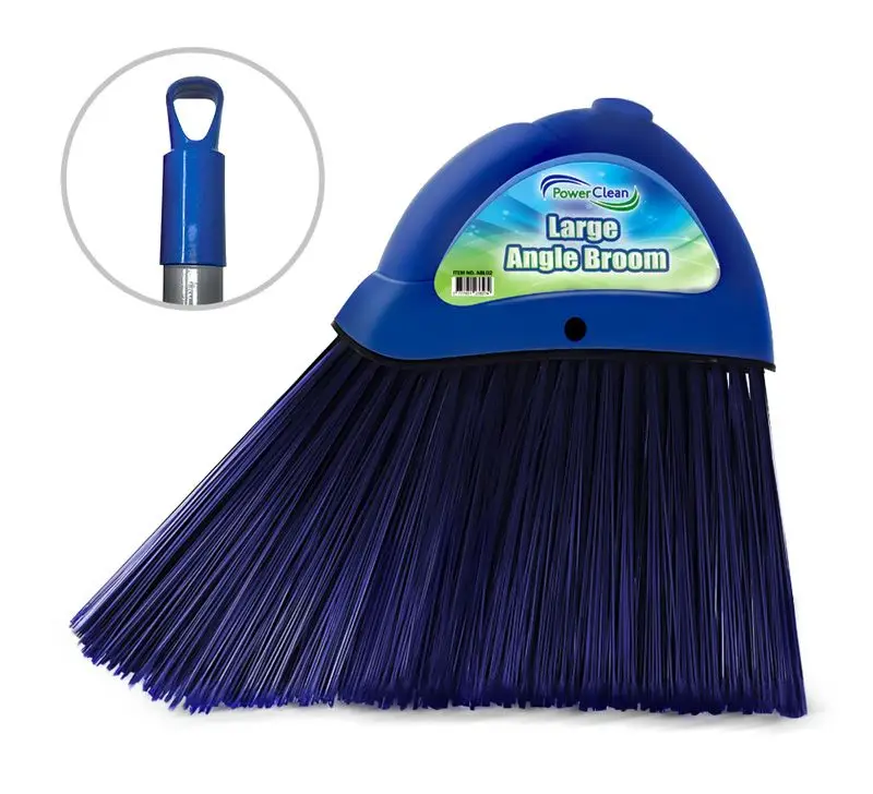 Large angle broom with 4-foot handle in blue color