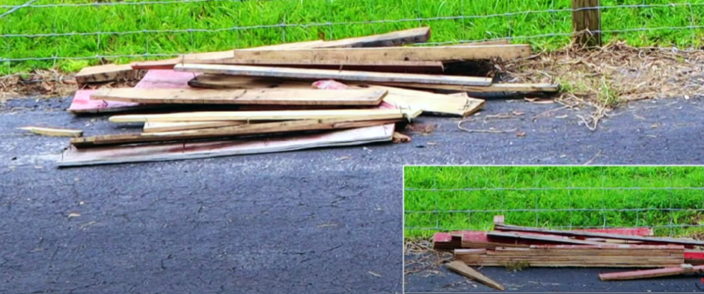 contractor bag demonstration-loading broken debris